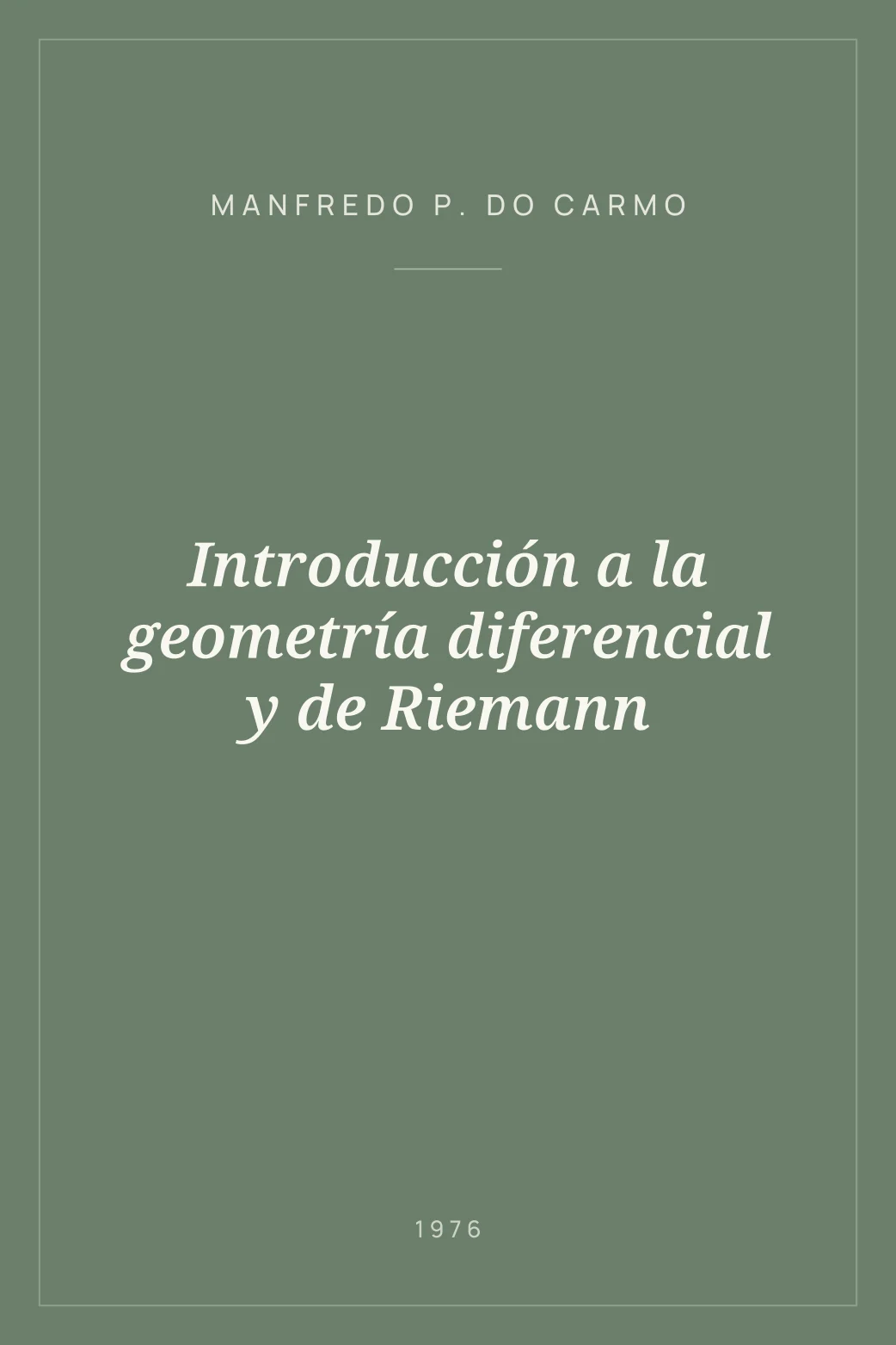 Portada de Introducción a la geometría diferencial y de Riemann