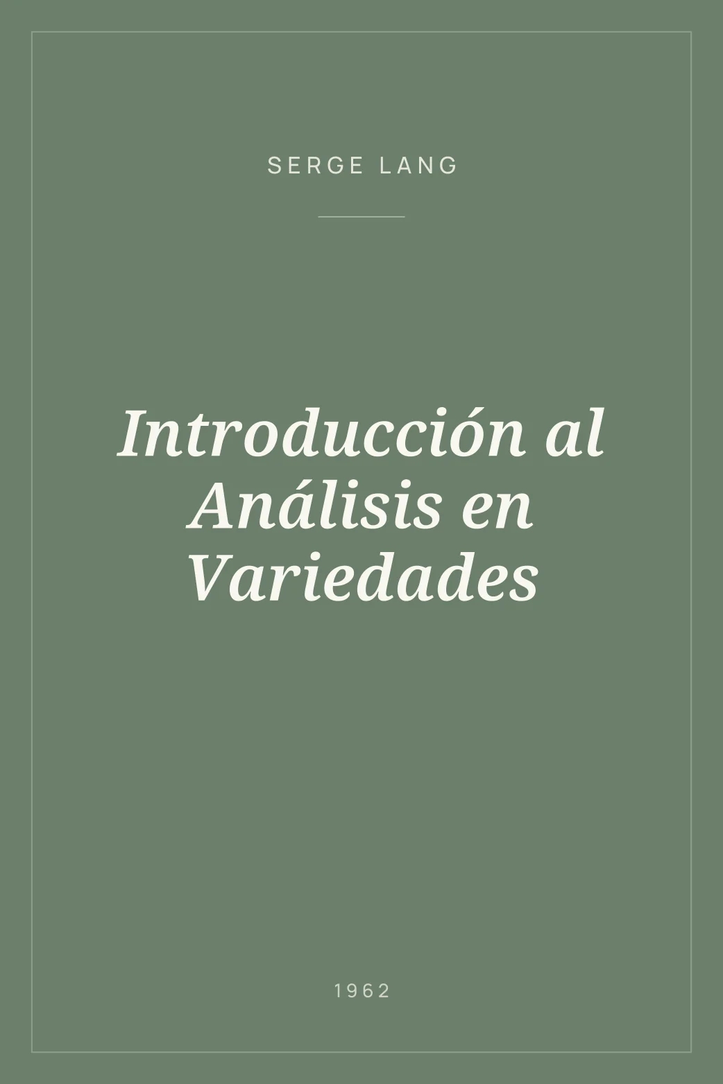 Portada de Introducción al Análisis en Variedades