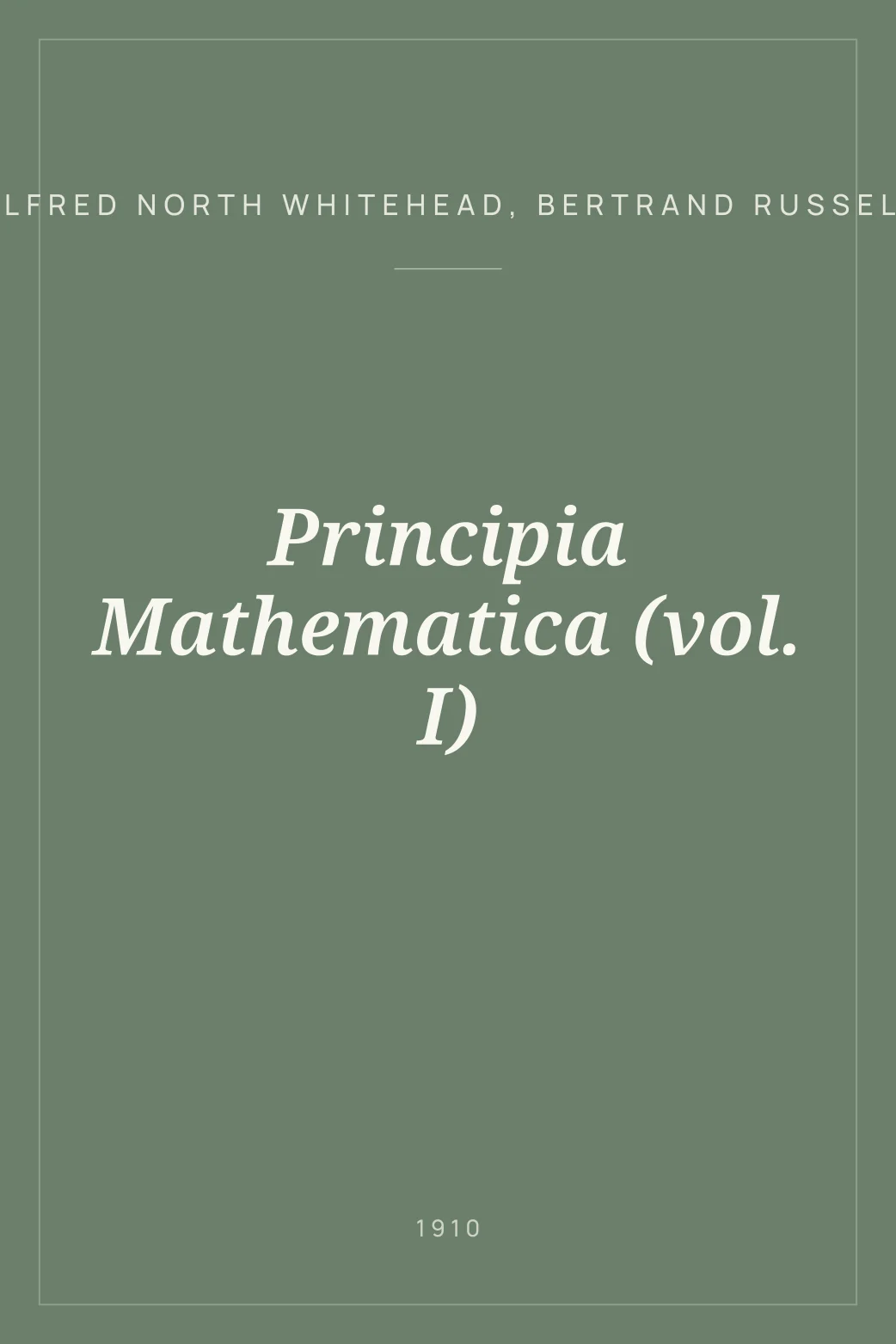 Portada de Principia Mathematica (vol. I)