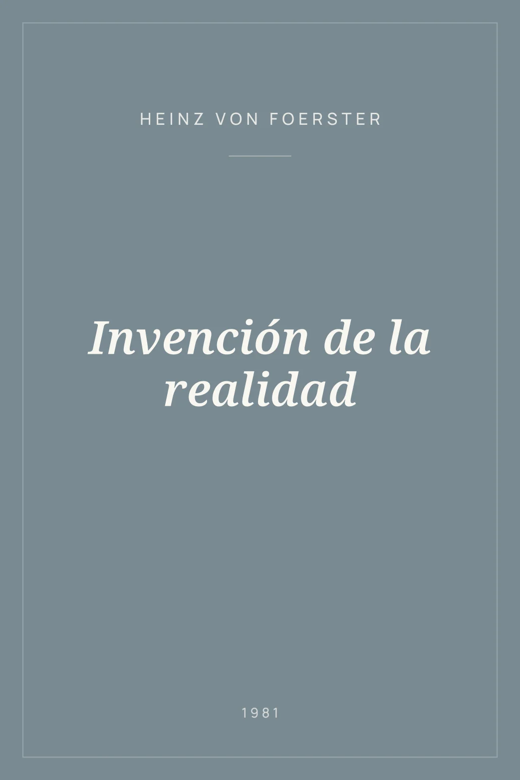 Portada de Invención de la realidad