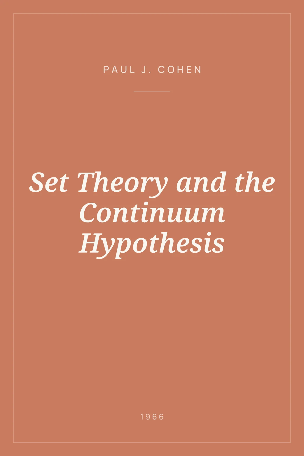 Portada de Set Theory and the Continuum Hypothesis