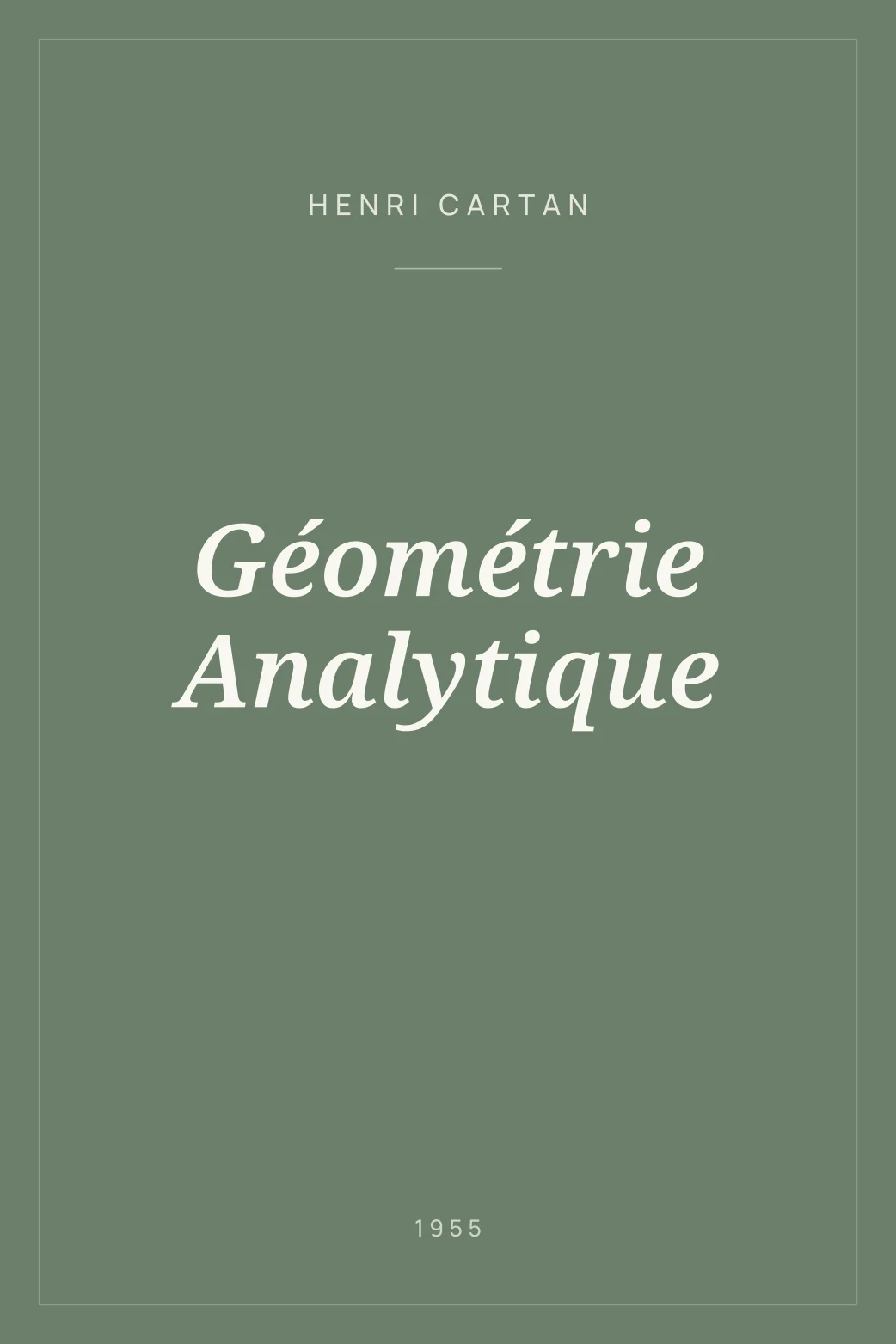 Portada de Géométrie Analytique