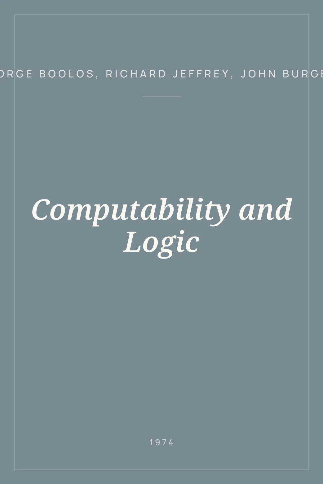 Portada de Computability and Logic