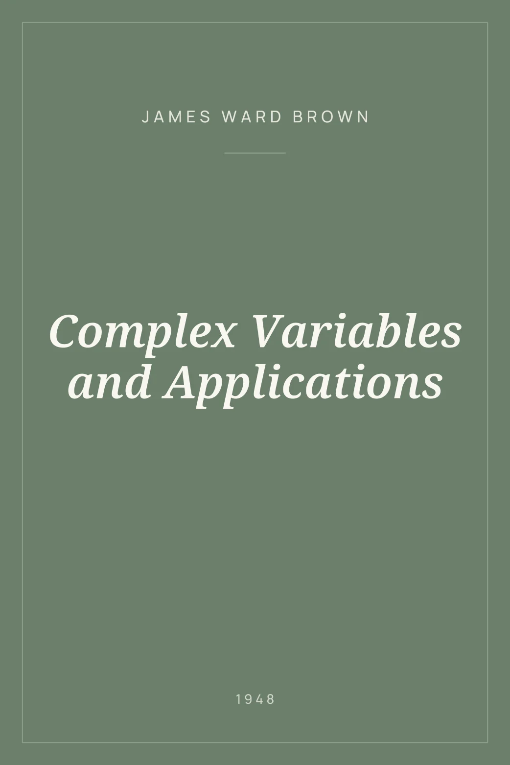 Portada de Complex Variables and Applications