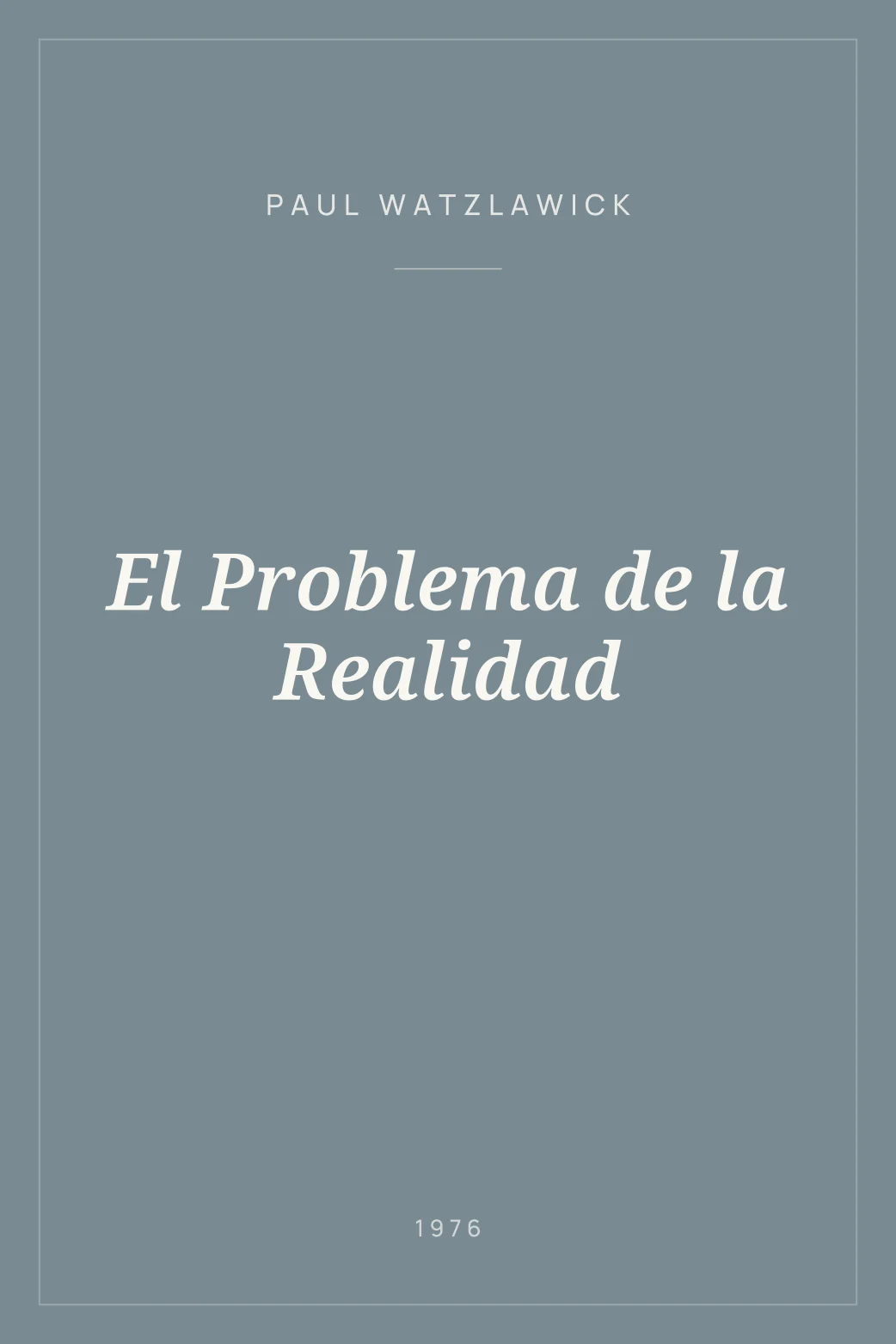 Portada de El Problema de la Realidad