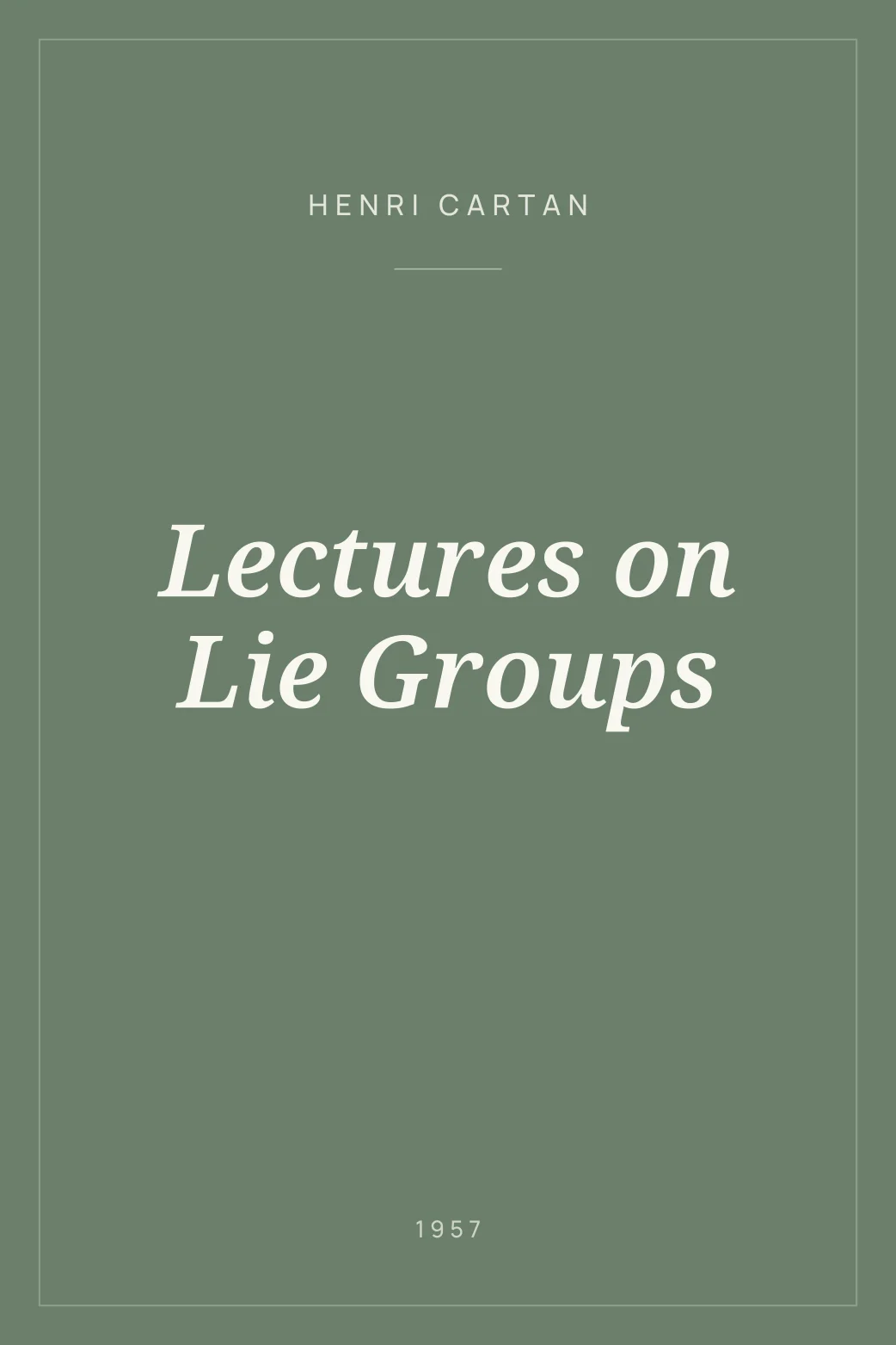 Portada de Lectures on Lie Groups