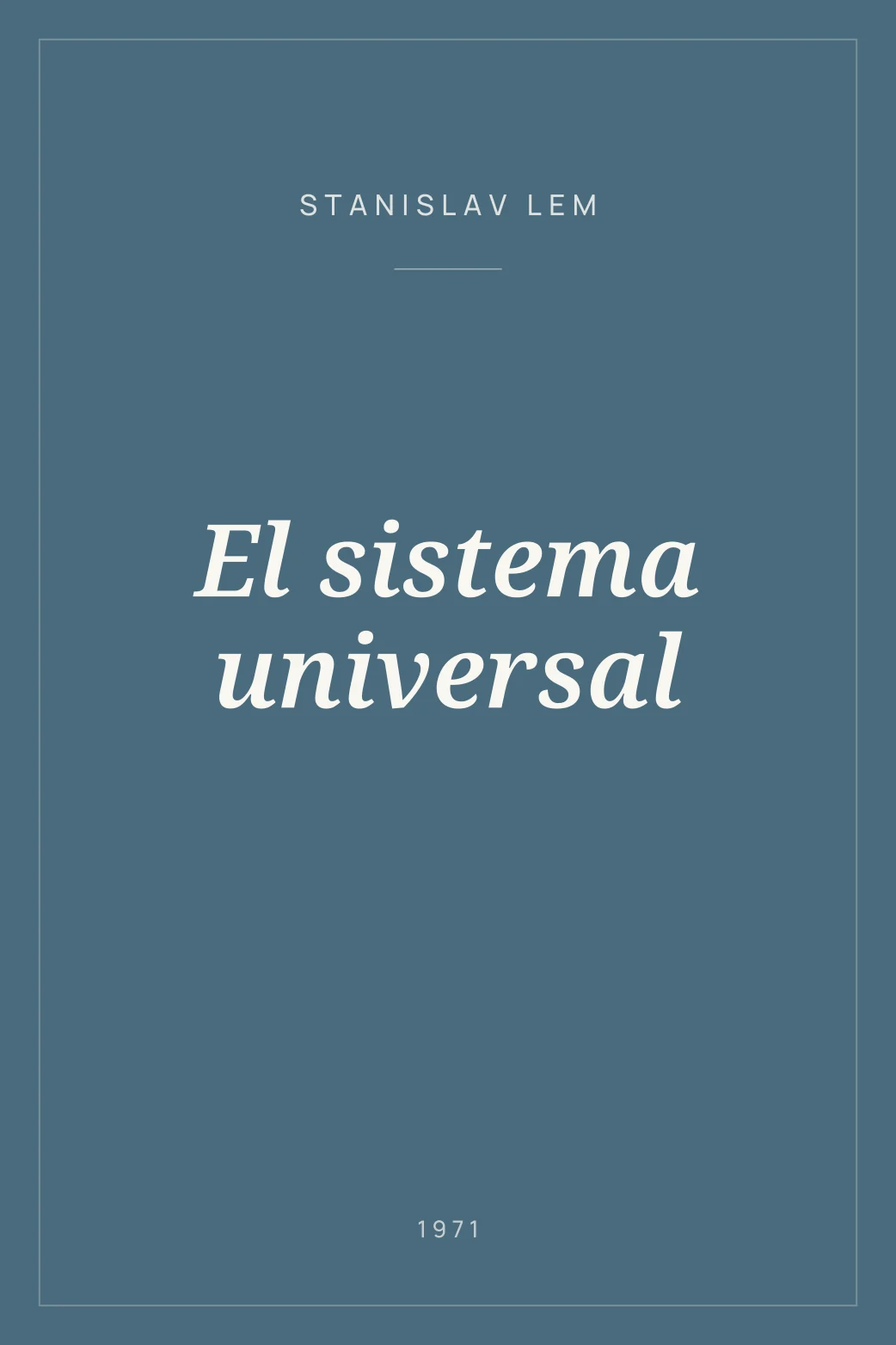 Portada de El sistema universal