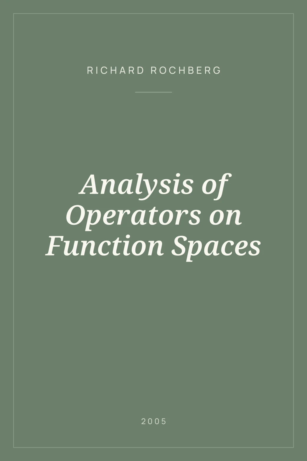 Portada de Analysis of Operators on Function Spaces