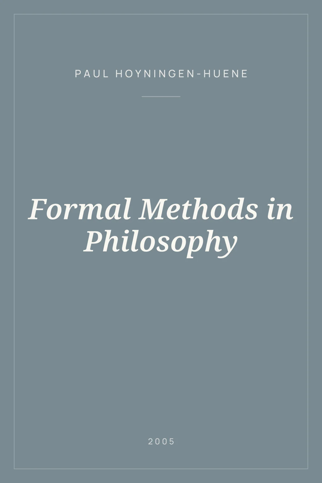 Portada de Formal Methods in Philosophy