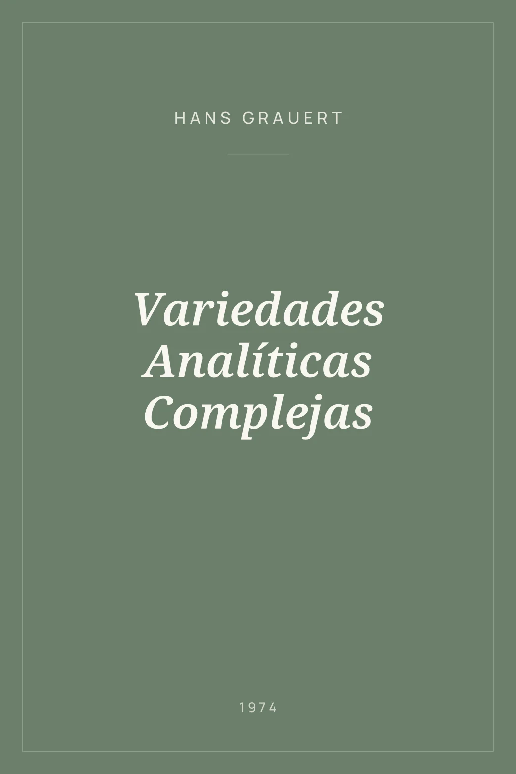 Portada de Variedades Analíticas Complejas