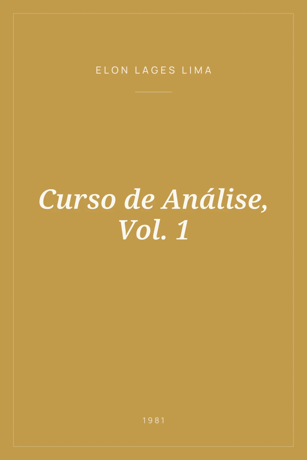 Portada de Curso de Análise, Vol. 1