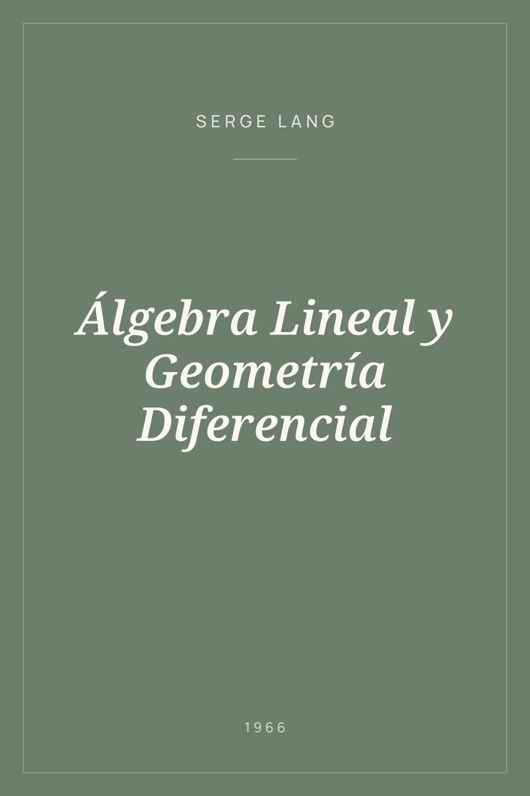 Portada de Álgebra Lineal y Geometría Diferencial