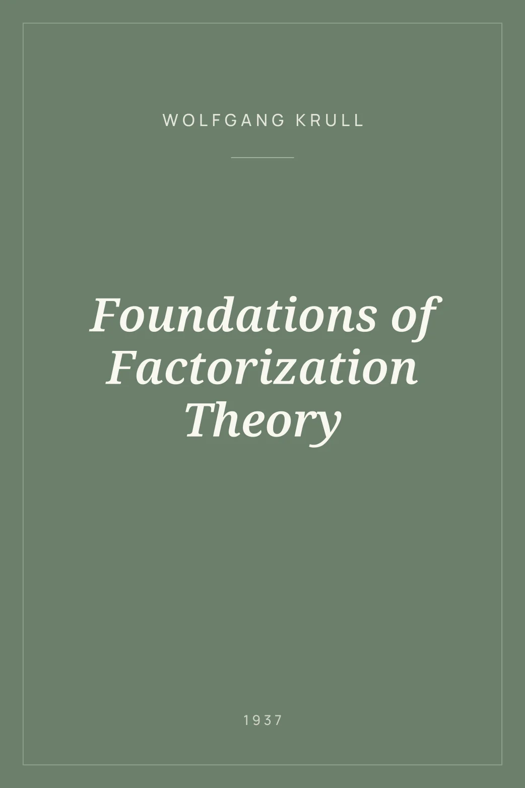 Portada de Foundations of Factorization Theory