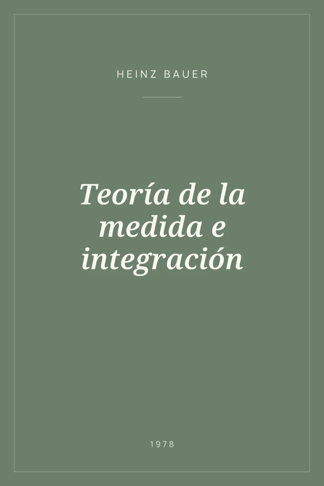 Portada de Teoría de la medida e integración