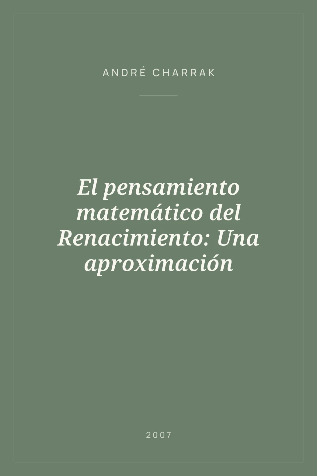Portada de El pensamiento matemático del Renacimiento: Una aproximación