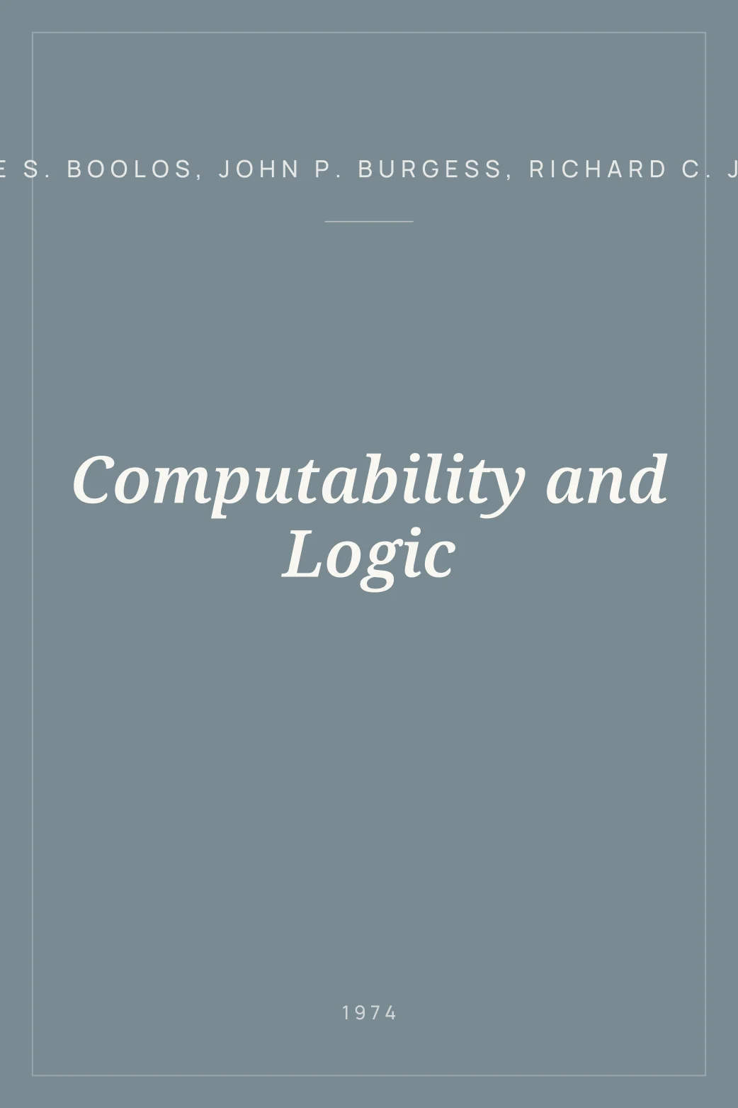 Portada de Computability and Logic