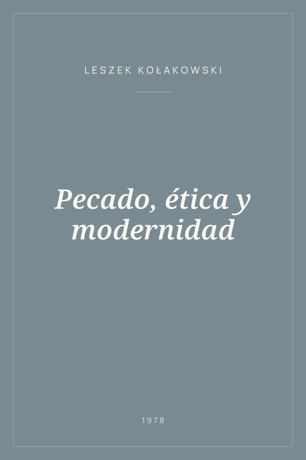 Portada de Pecado, ética y modernidad