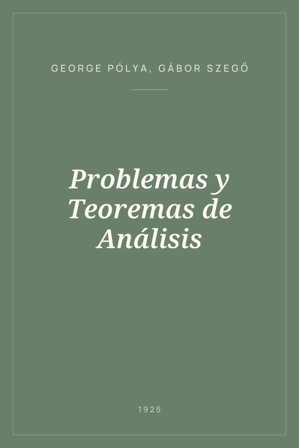 Portada de Problemas y Teoremas de Análisis