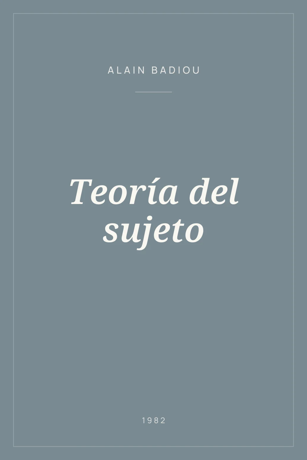Portada de Teoría del sujeto