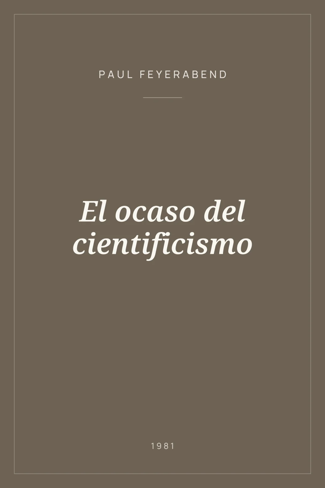 Portada de El ocaso del cientificismo