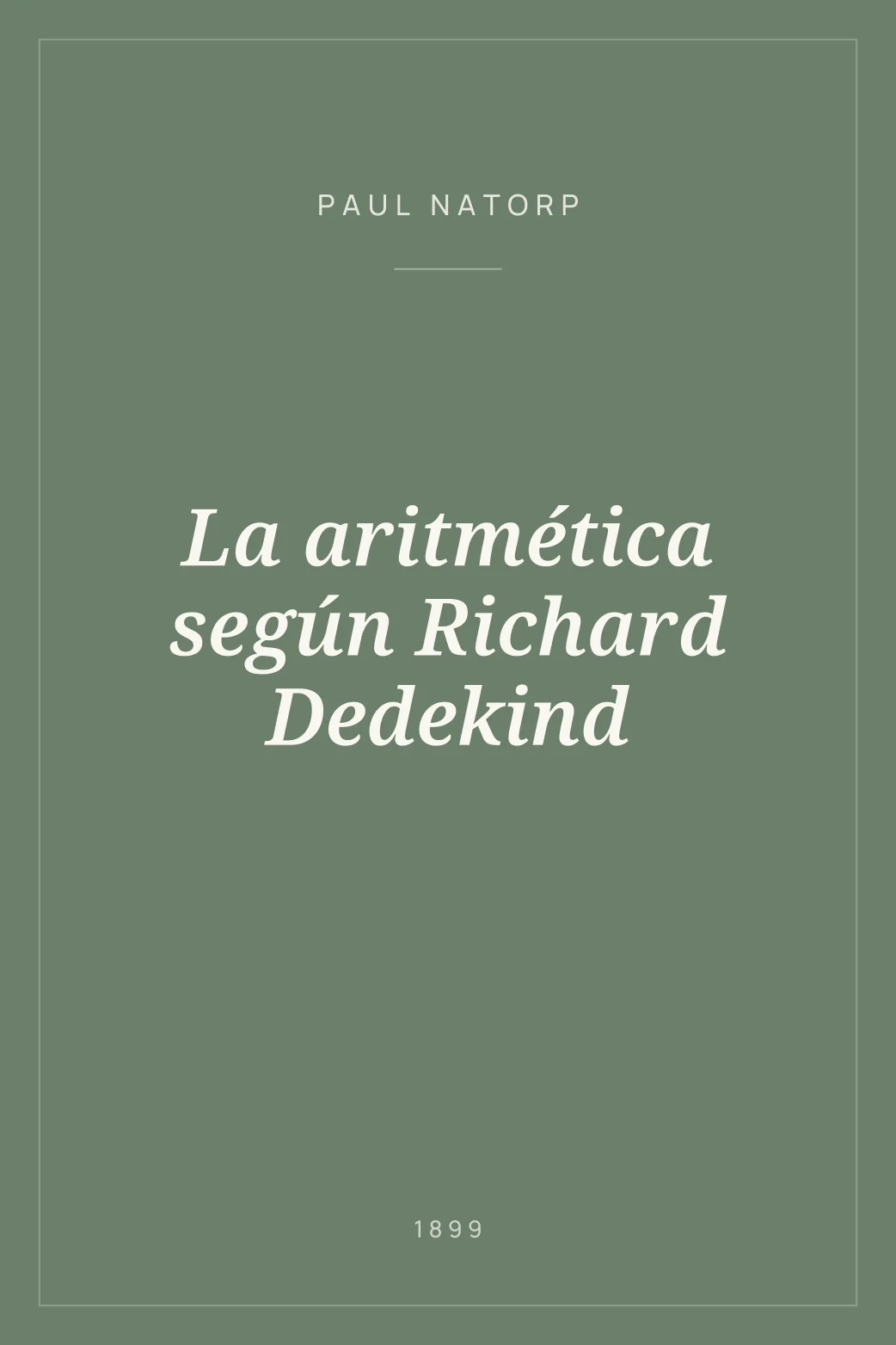 Portada de La aritmética según Richard Dedekind