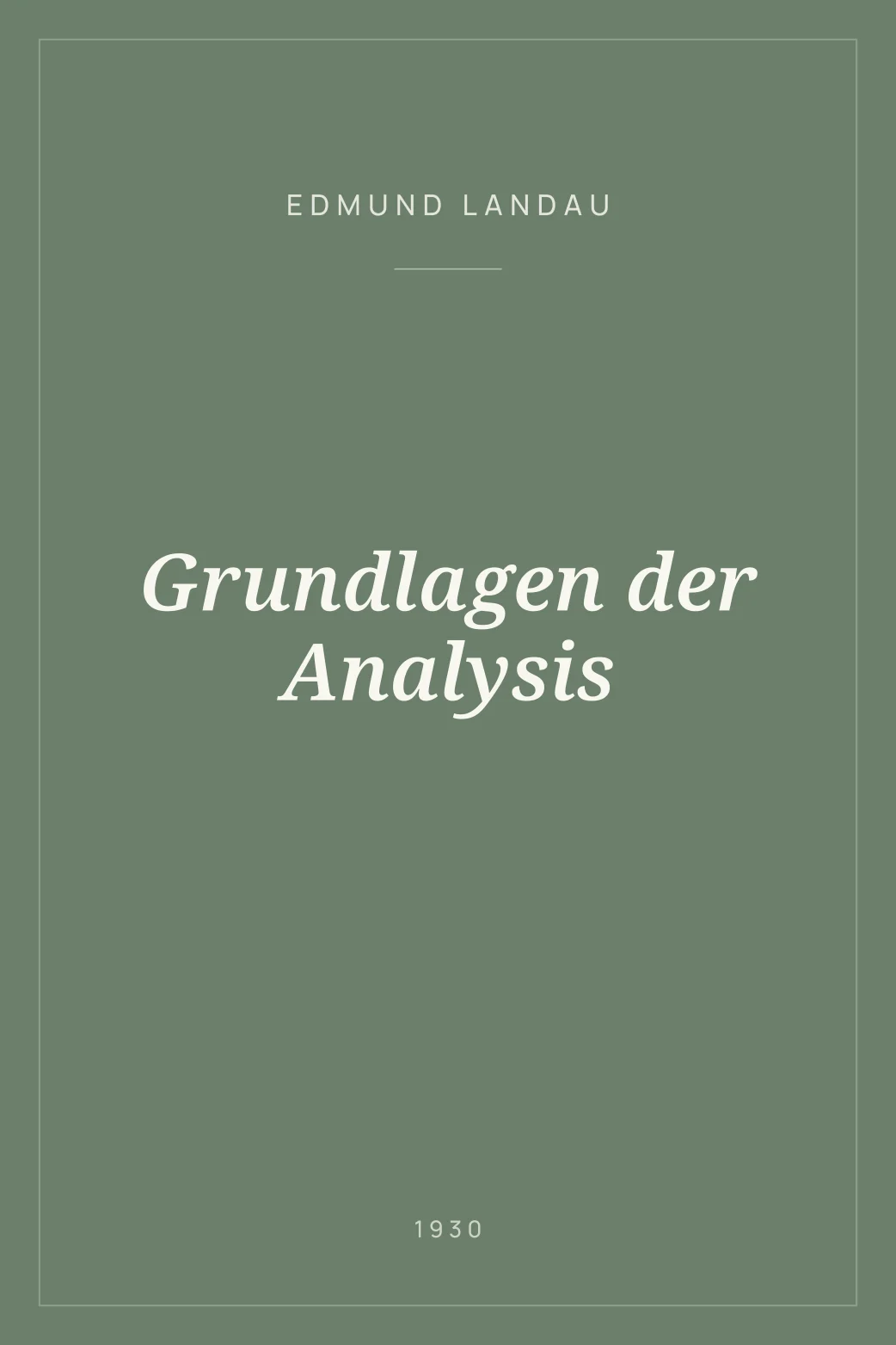 Portada de Grundlagen der Analysis