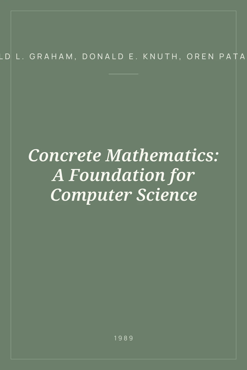 Portada de Concrete Mathematics: A Foundation for Computer Science