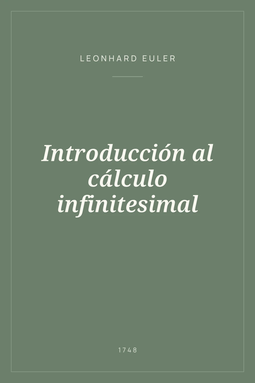 Portada de Introducción al cálculo infinitesimal