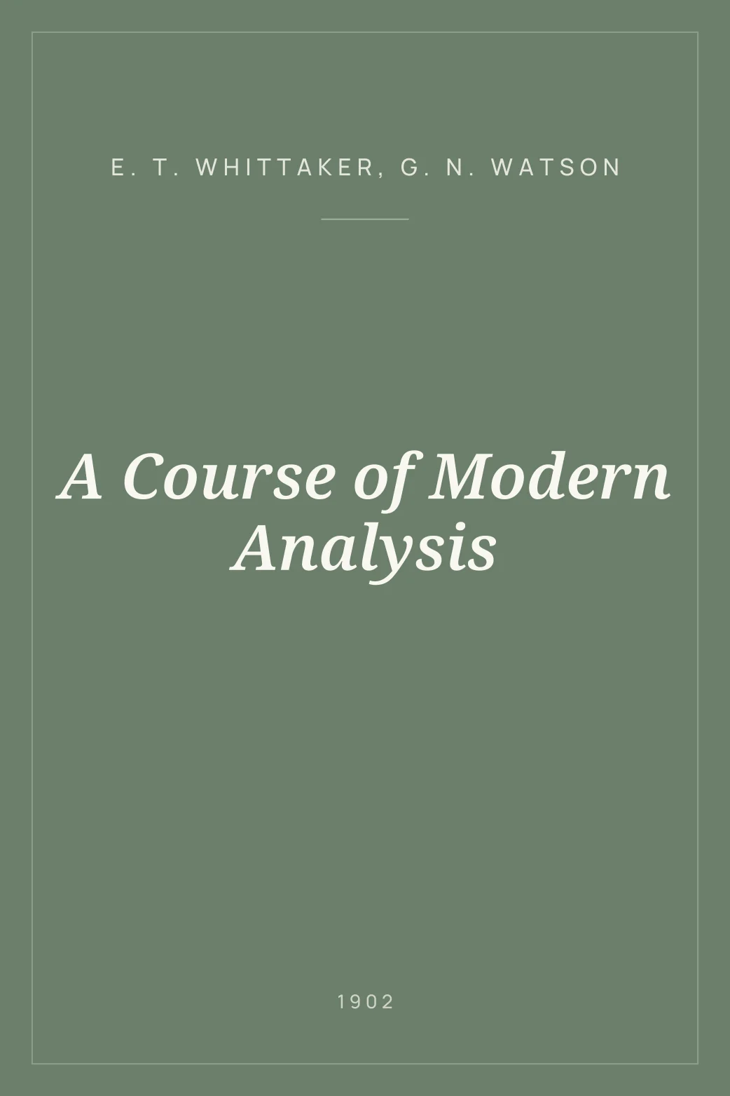 Portada de A Course of Modern Analysis