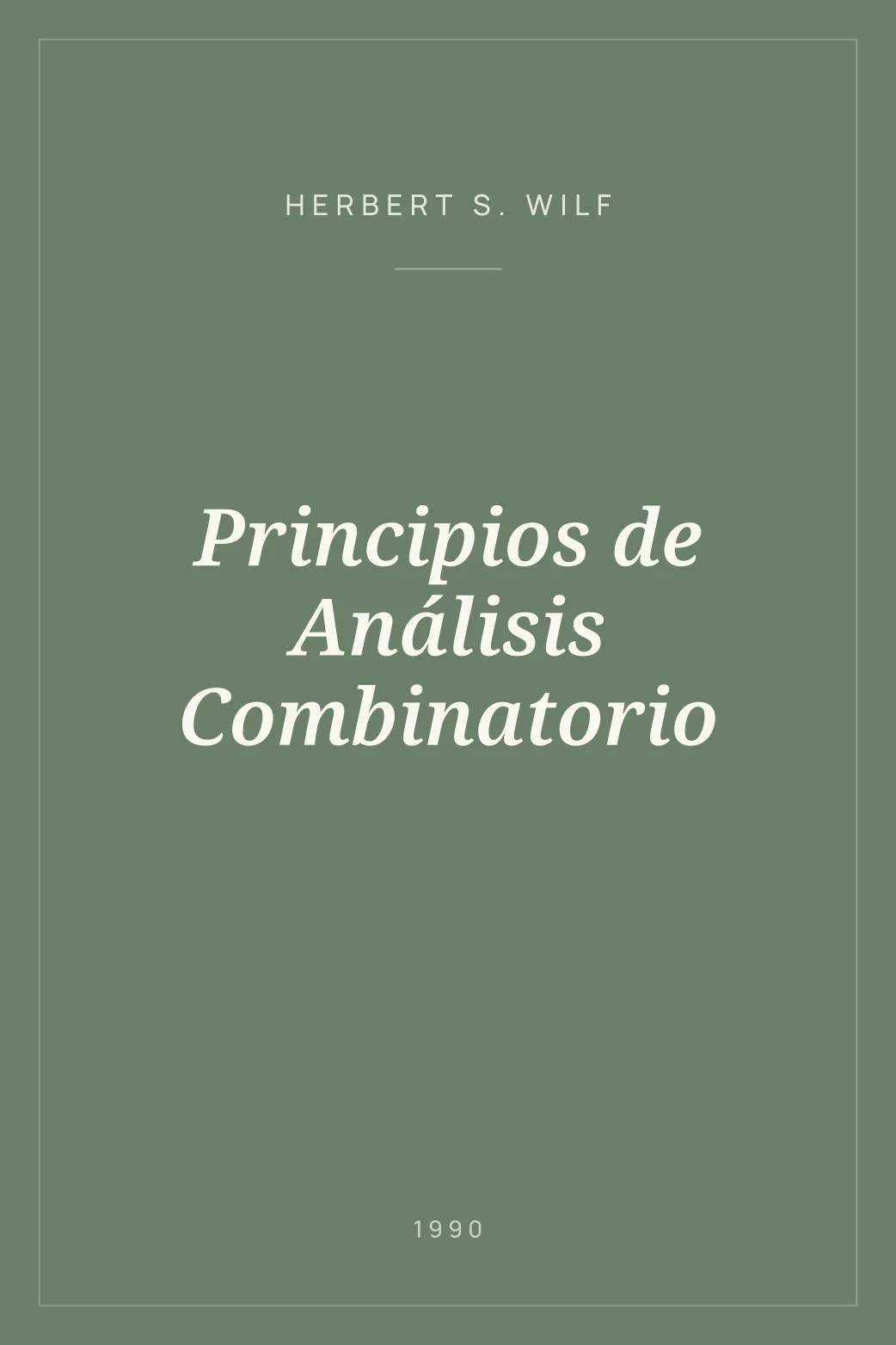 Portada de Principios de Análisis Combinatorio