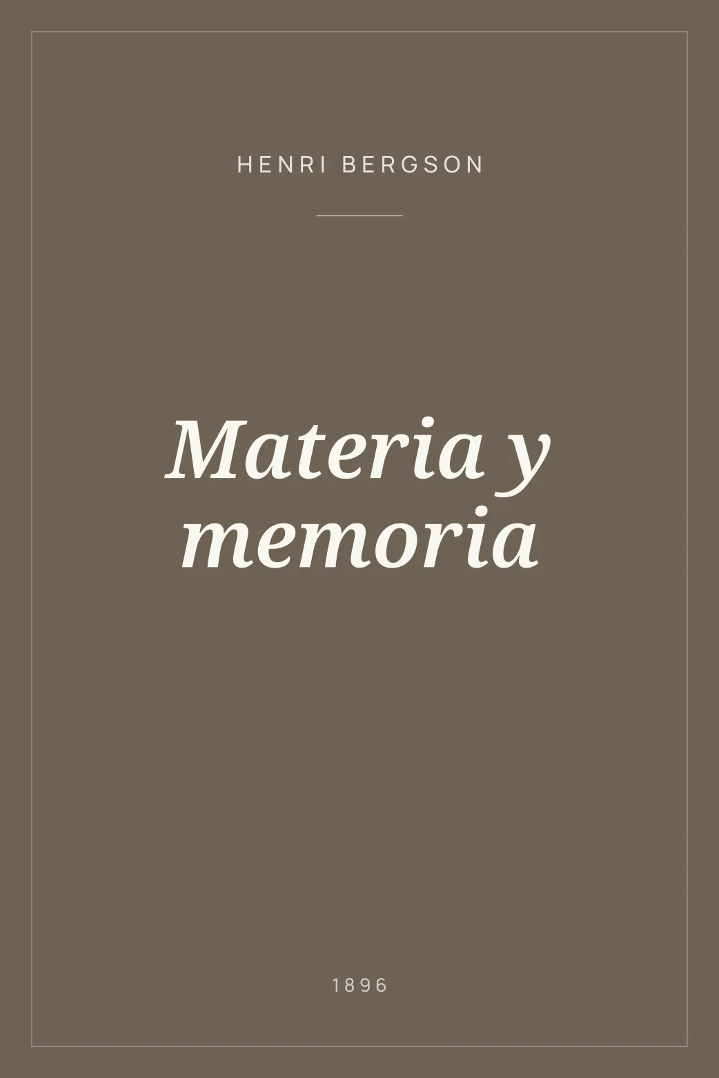 Portada de Materia y memoria