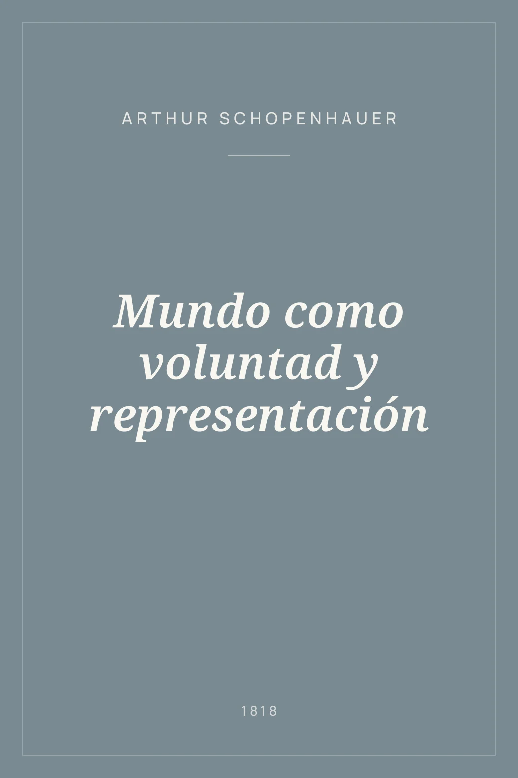 Portada de Mundo como voluntad y representación