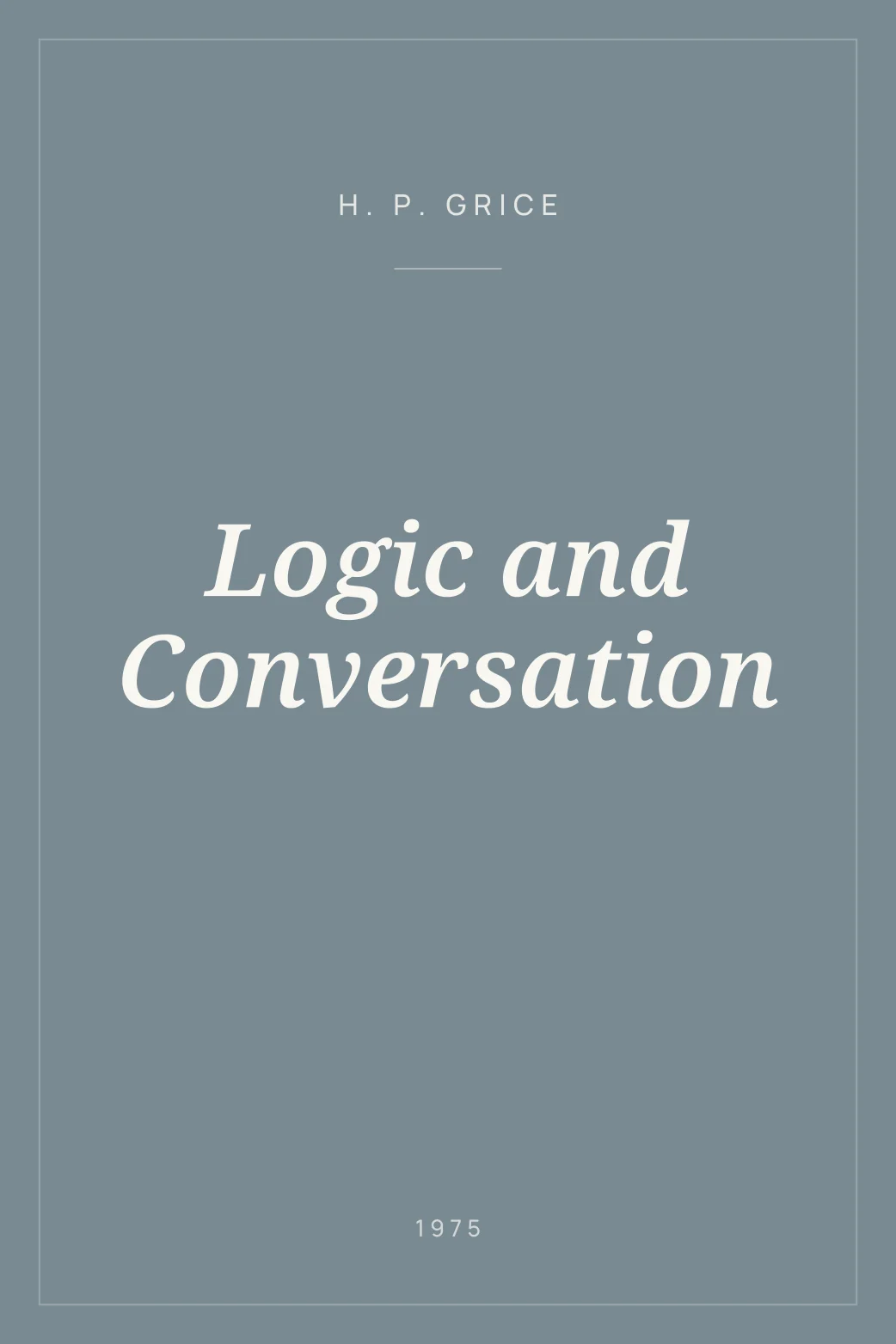 Portada de Logic and Conversation
