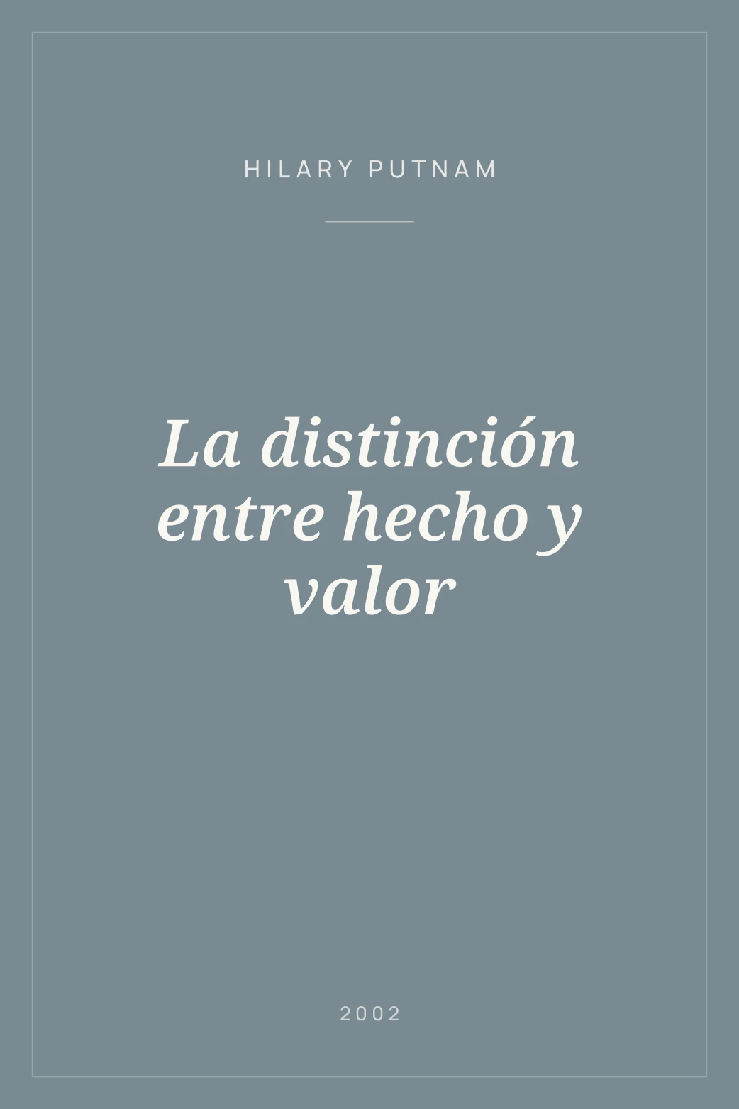 Portada de La distinción entre hecho y valor