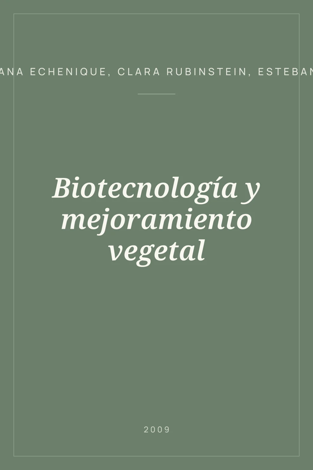 Portada de Biotecnología y mejoramiento vegetal