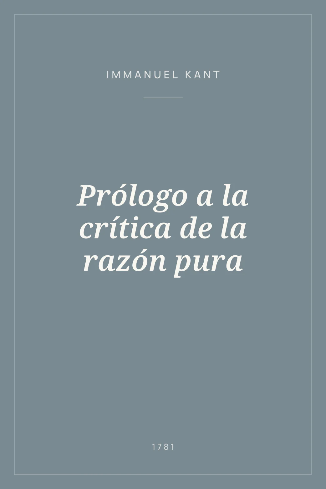 Portada de Prólogo a la crítica de la razón pura