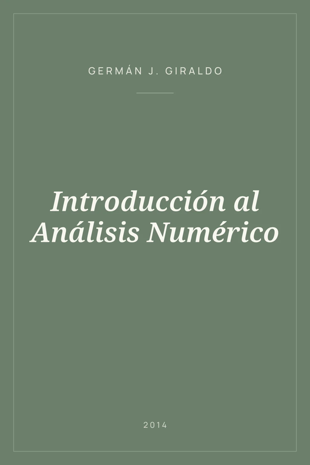 Portada de Introducción al Análisis Numérico