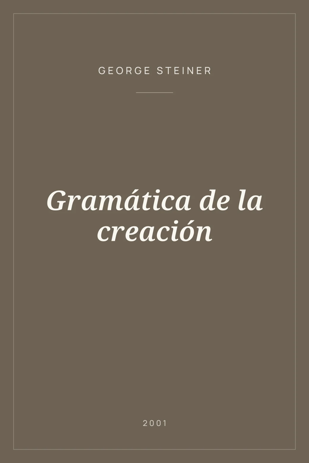 Portada de Gramática de la creación