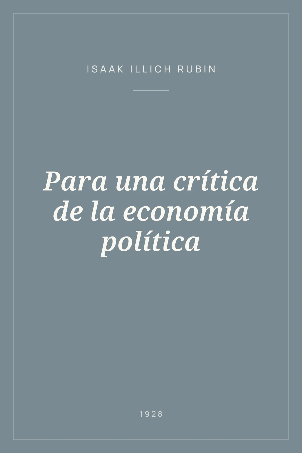 Portada de Para una crítica de la economía política