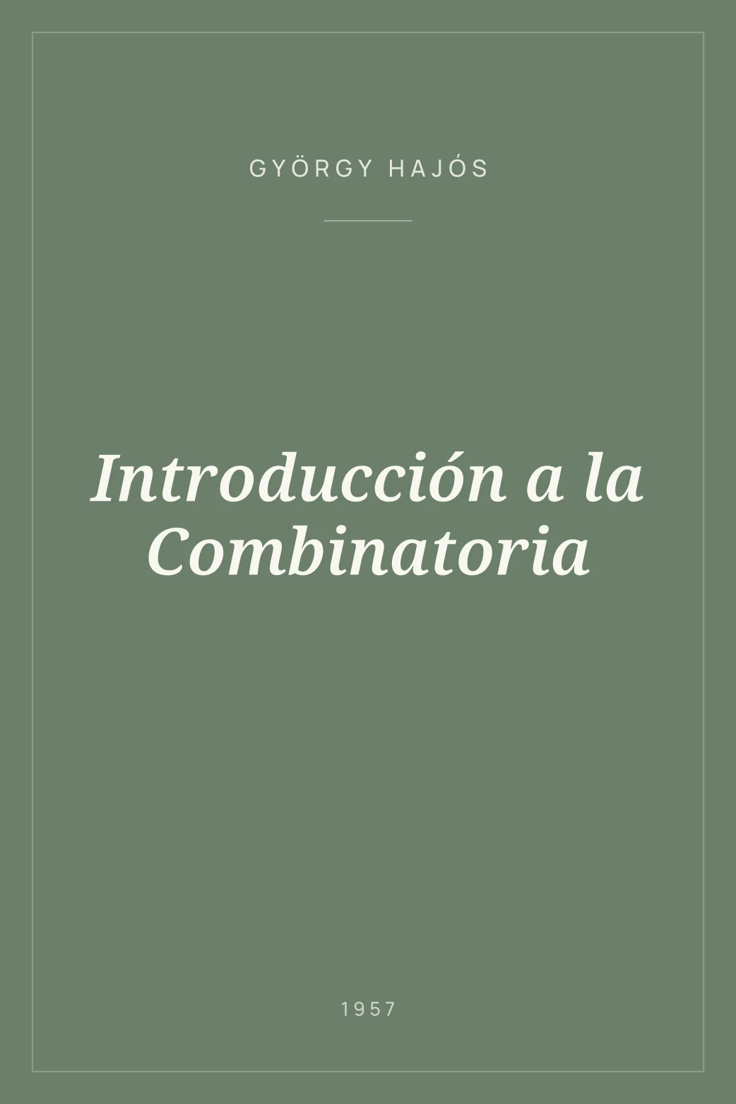 Portada de Introducción a la Combinatoria