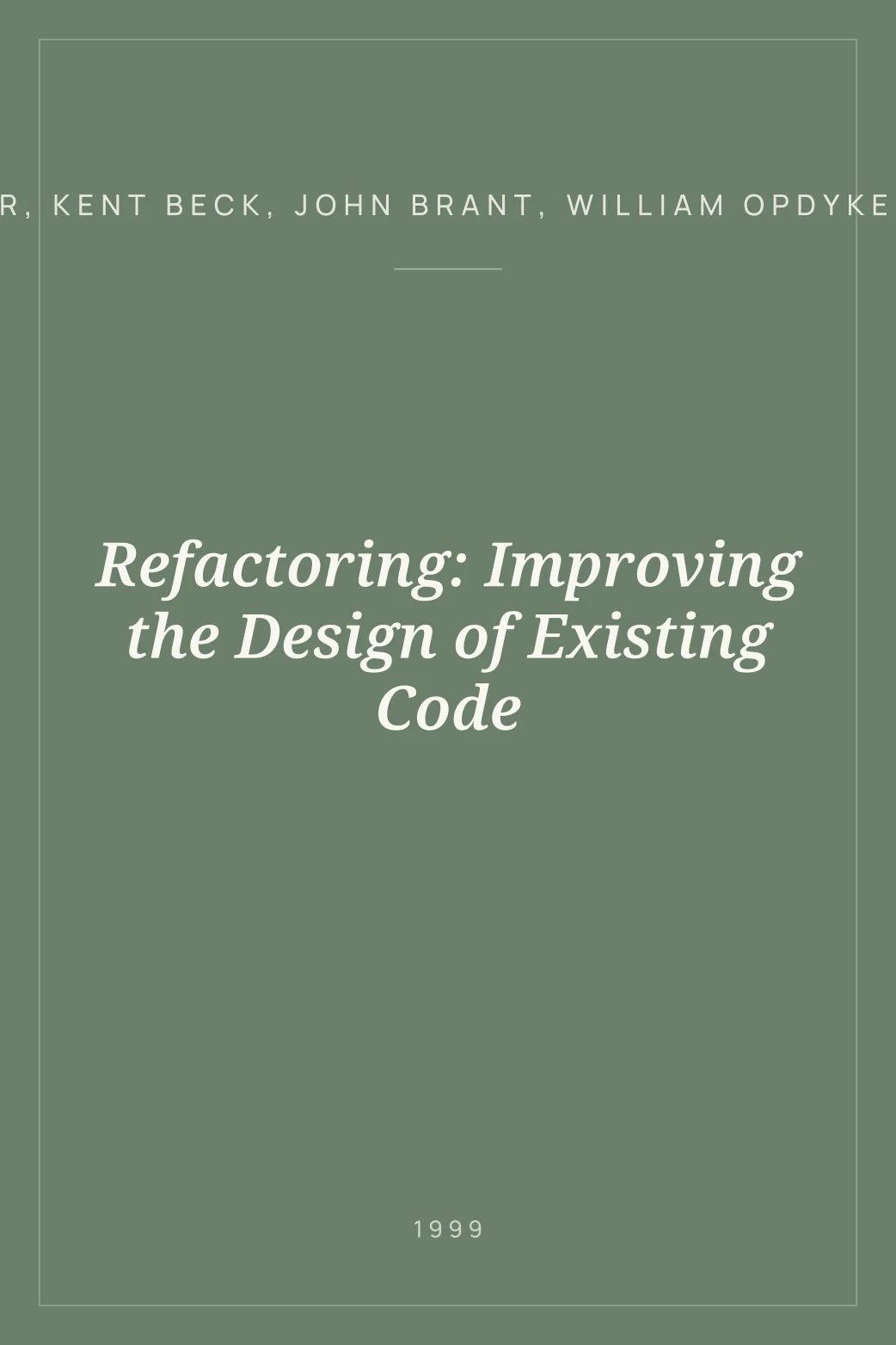Portada de Refactoring: Improving the Design of Existing Code