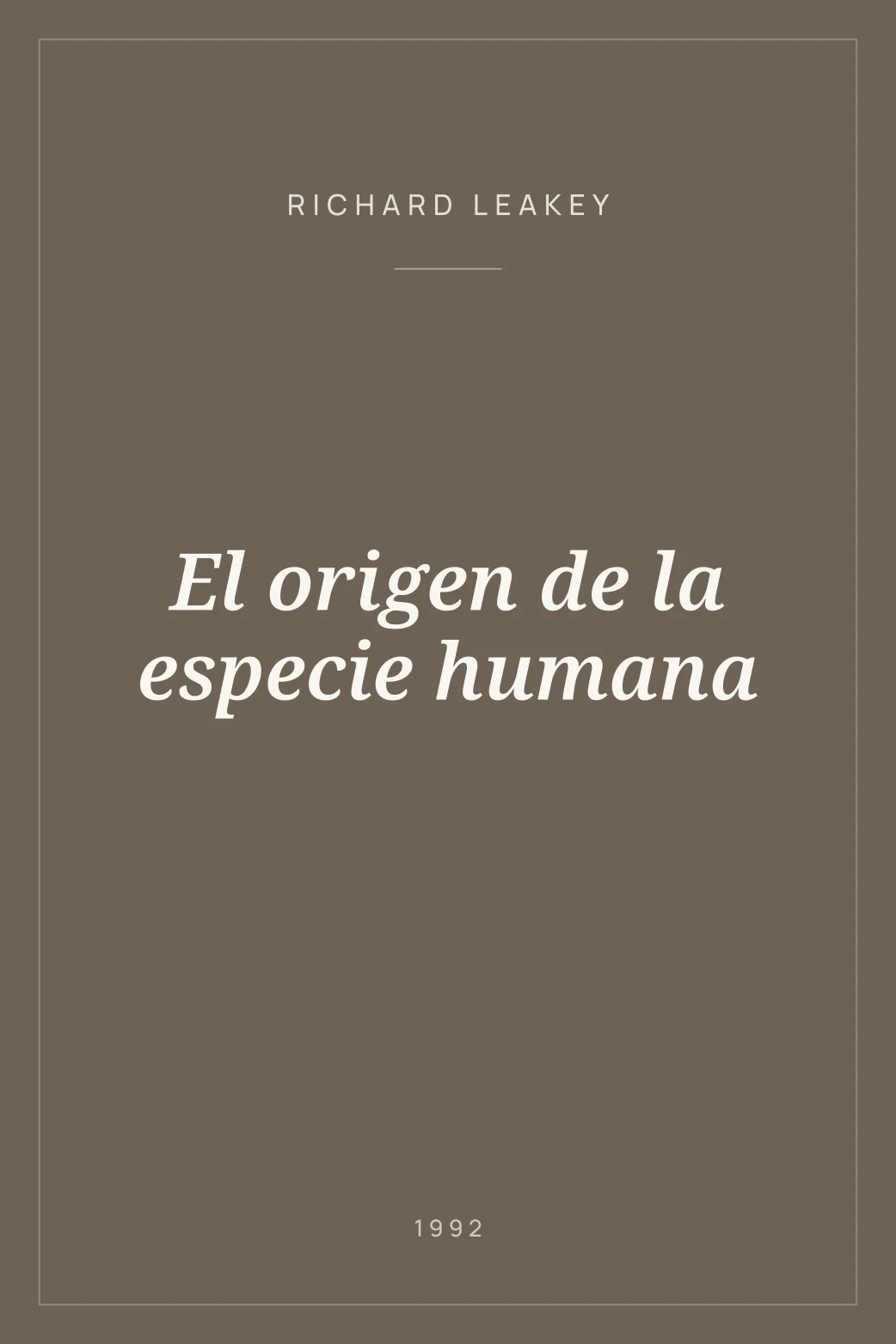 Portada de El origen de la especie humana