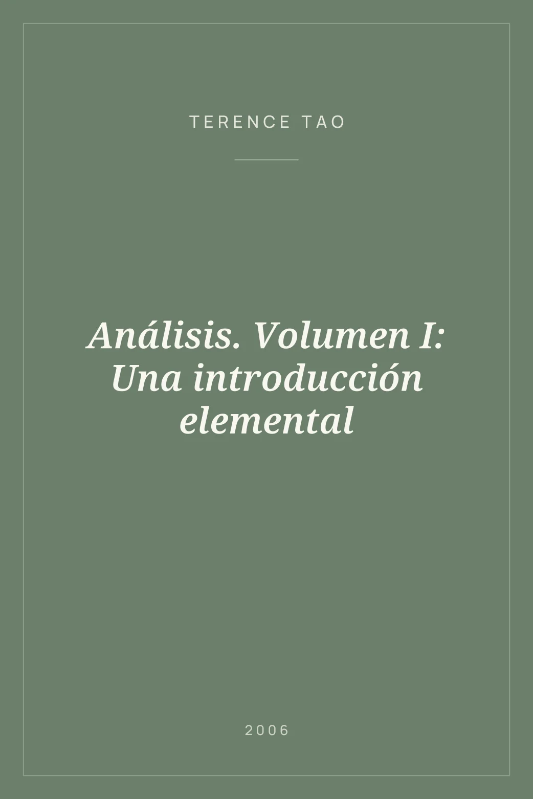 Portada de Análisis. Volumen I: Una introducción elemental