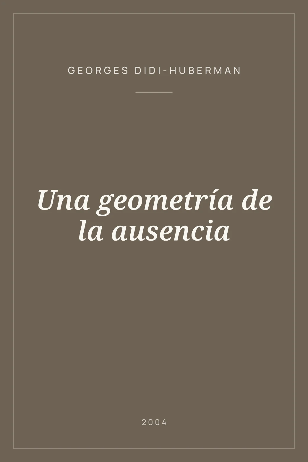 Portada de Una geometría de la ausencia
