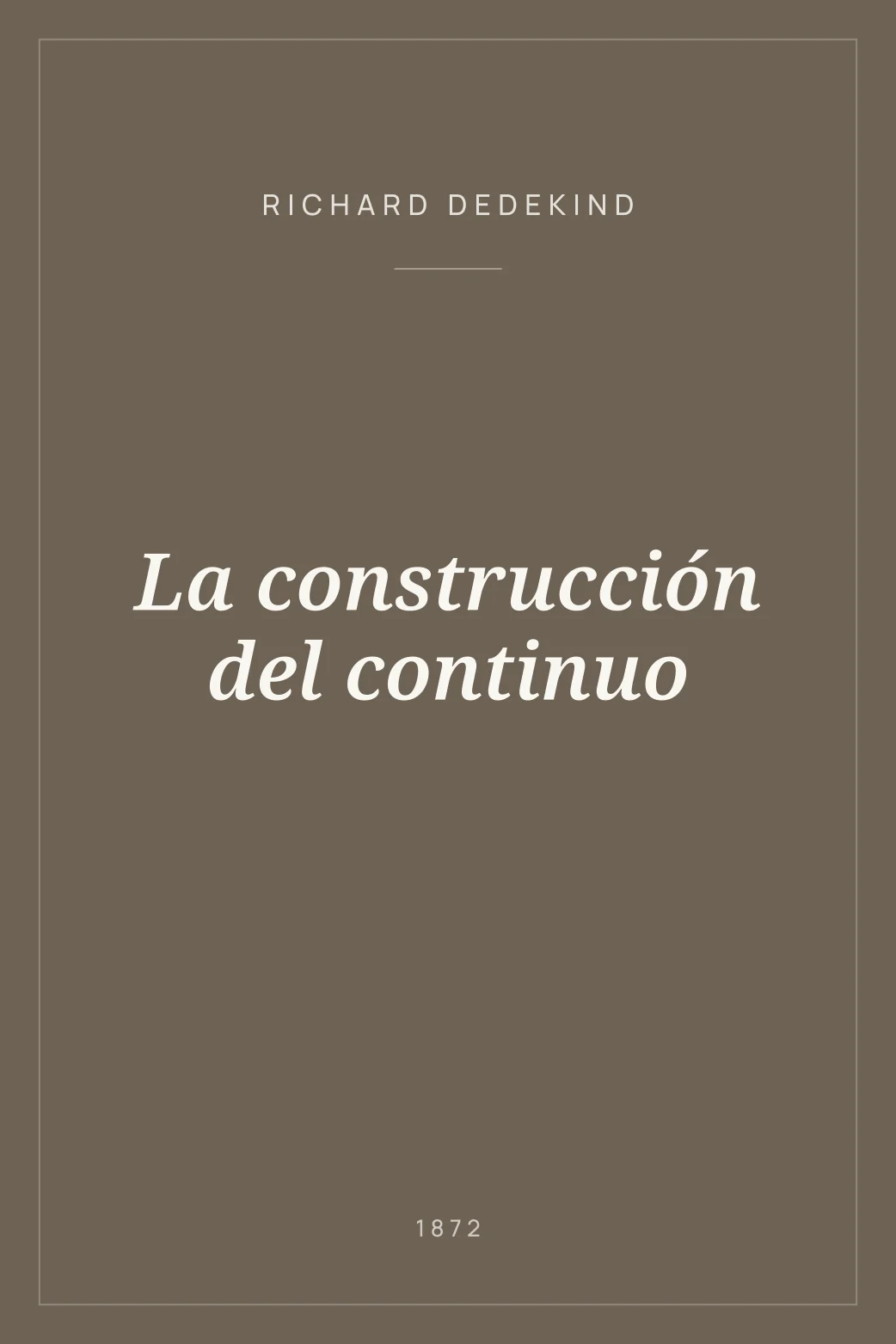 Portada de La construcción del continuo