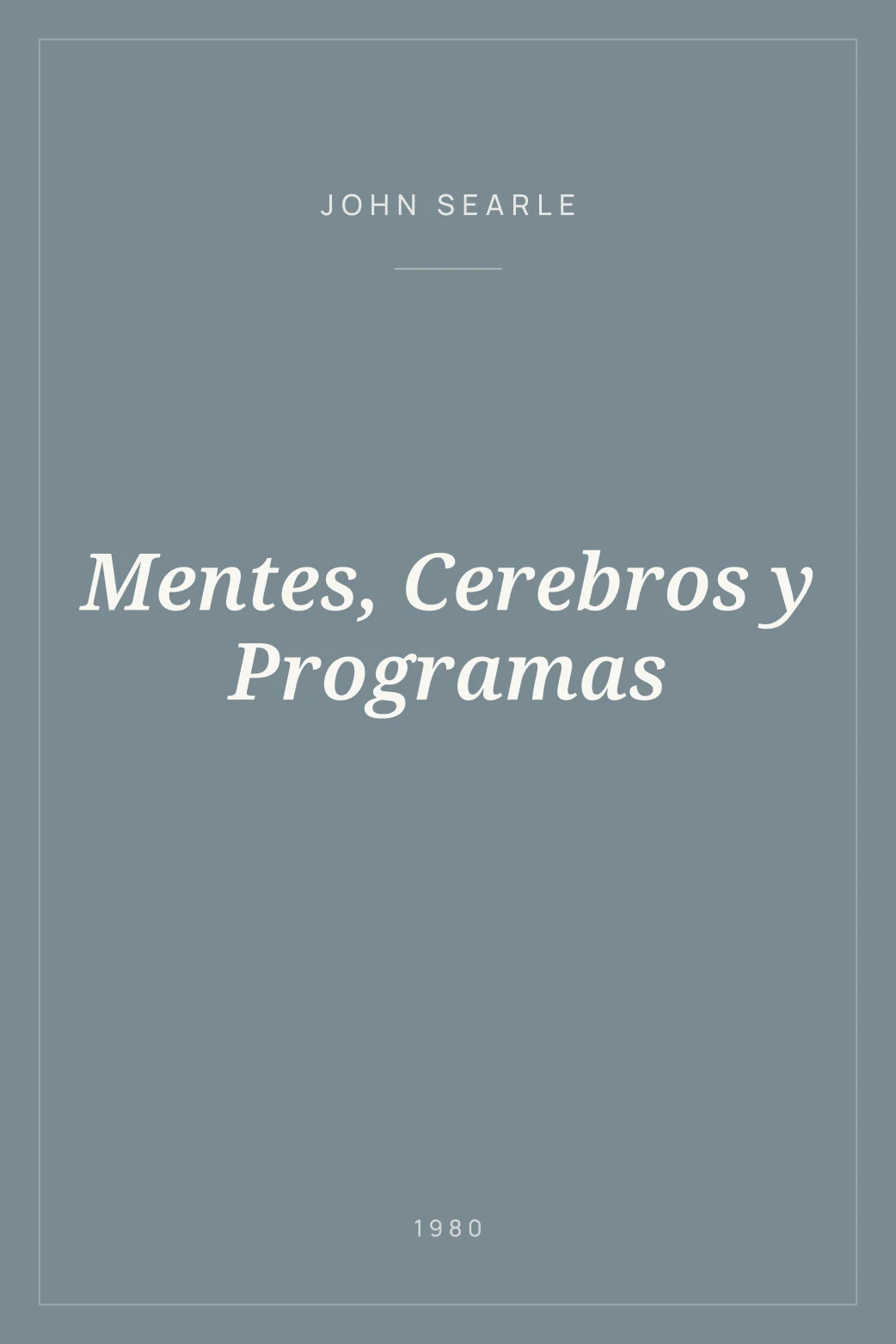 Portada de Mentes, Cerebros y Programas