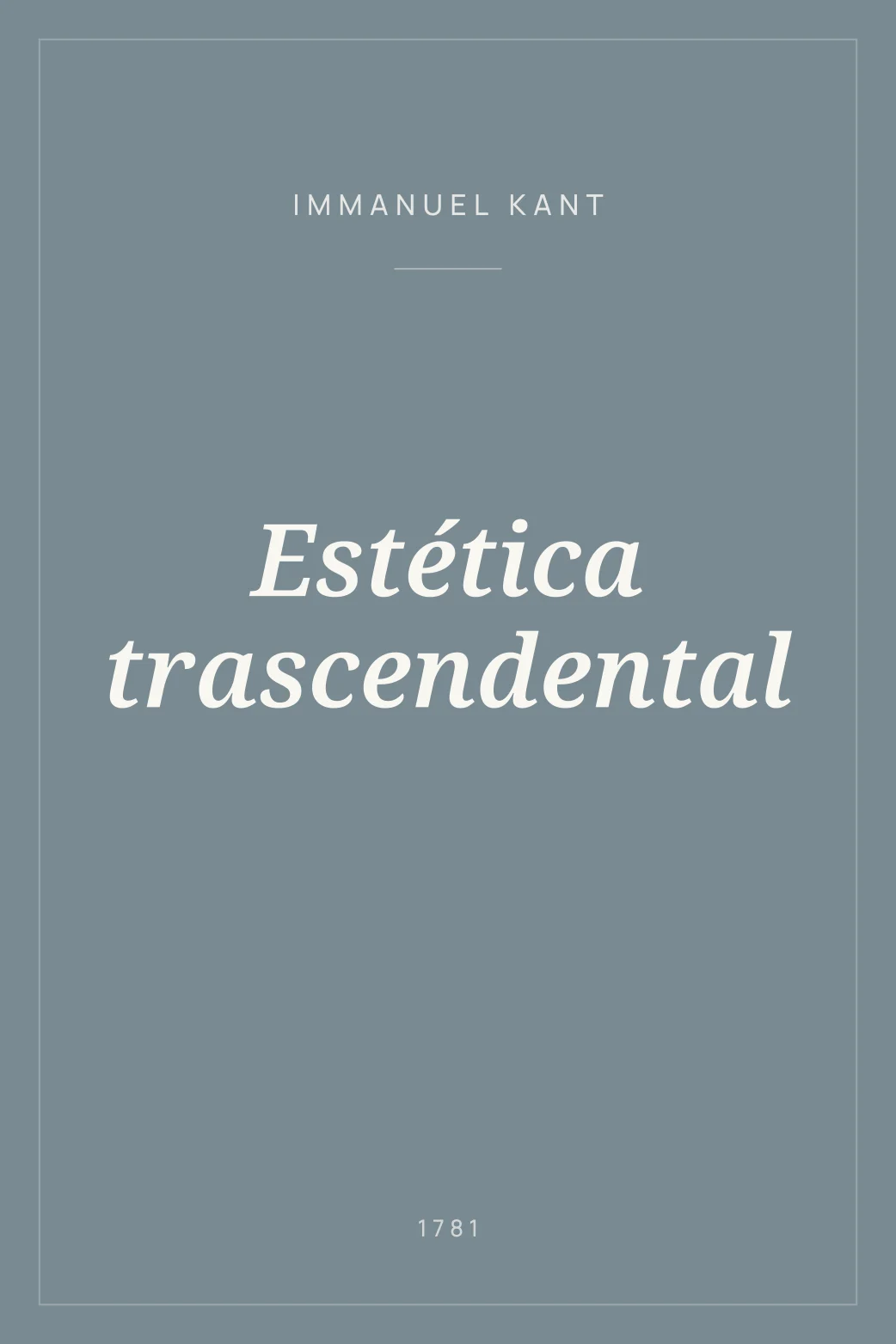 Portada de Estética trascendental