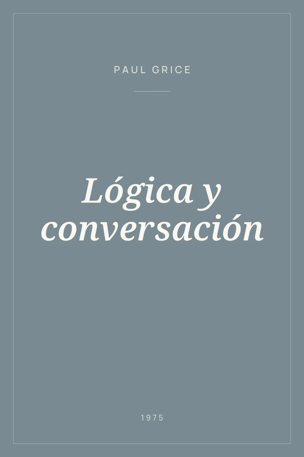 Portada de Lógica y conversación