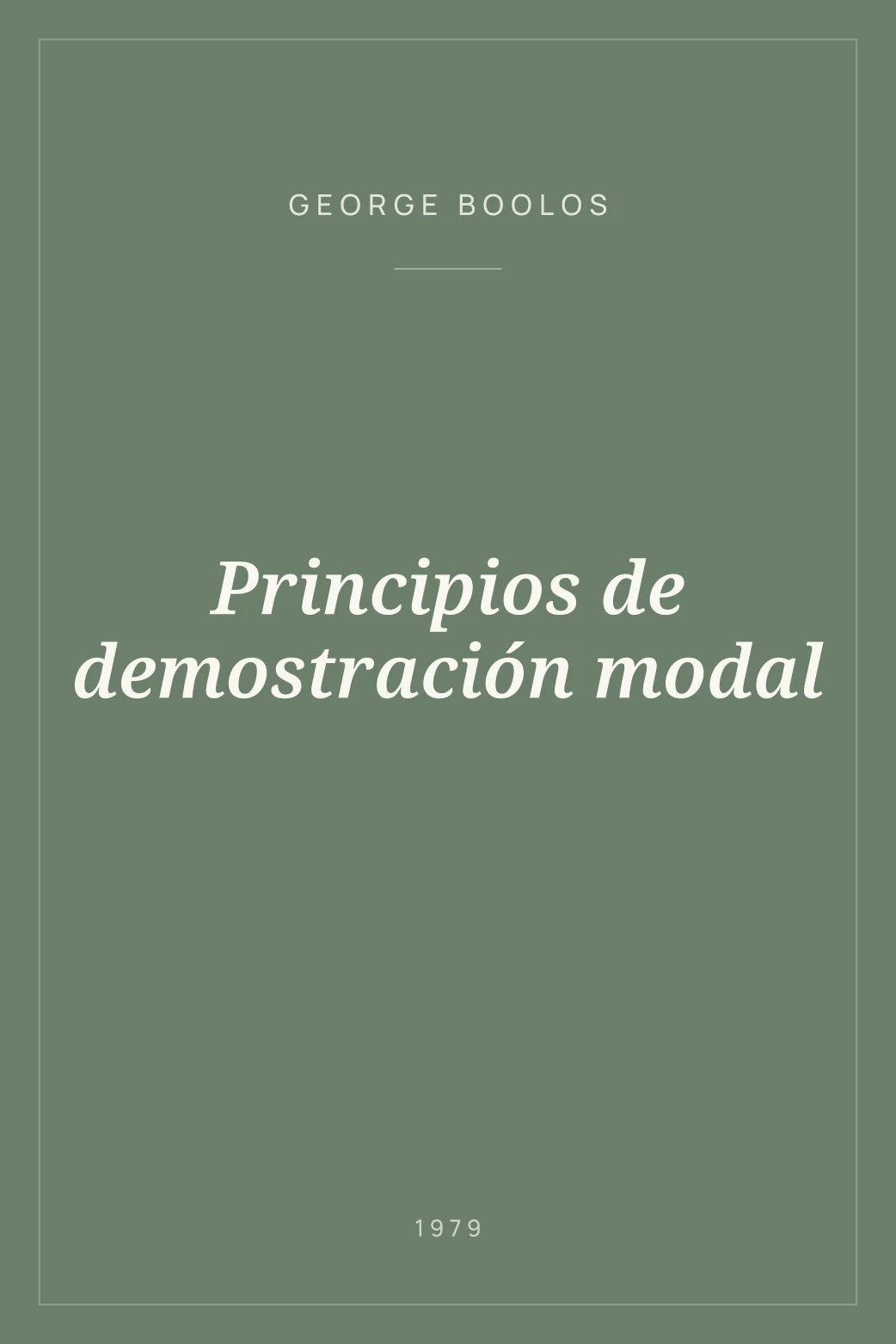 Portada de Principios de demostración modal