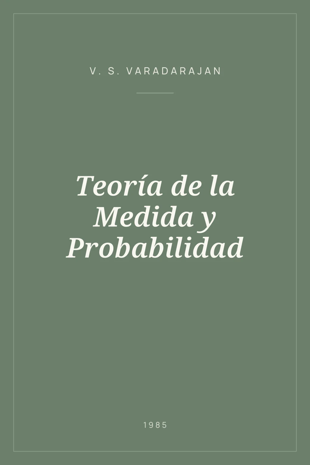 Portada de Teoría de la Medida y Probabilidad